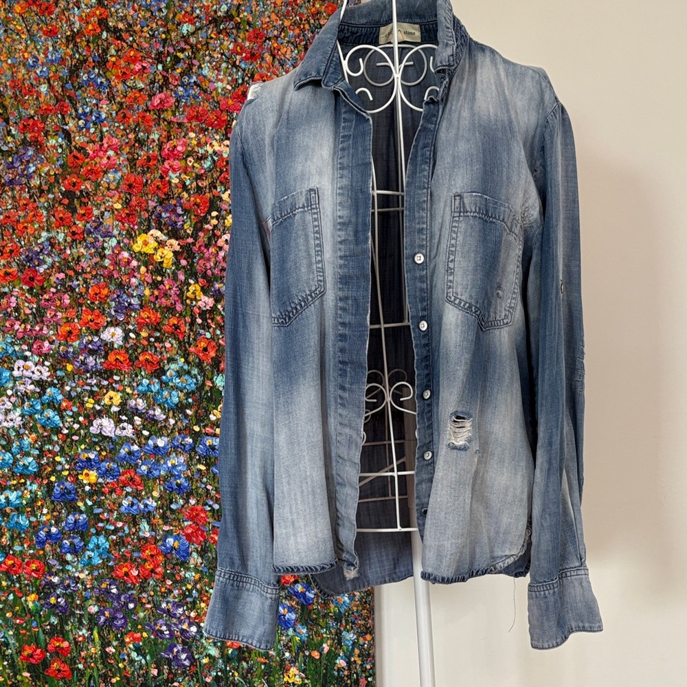 Cloth & Stone Light Blue Denim Top